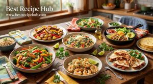 Collection of easy weeknight dinner recipes ready in under 30 minutes