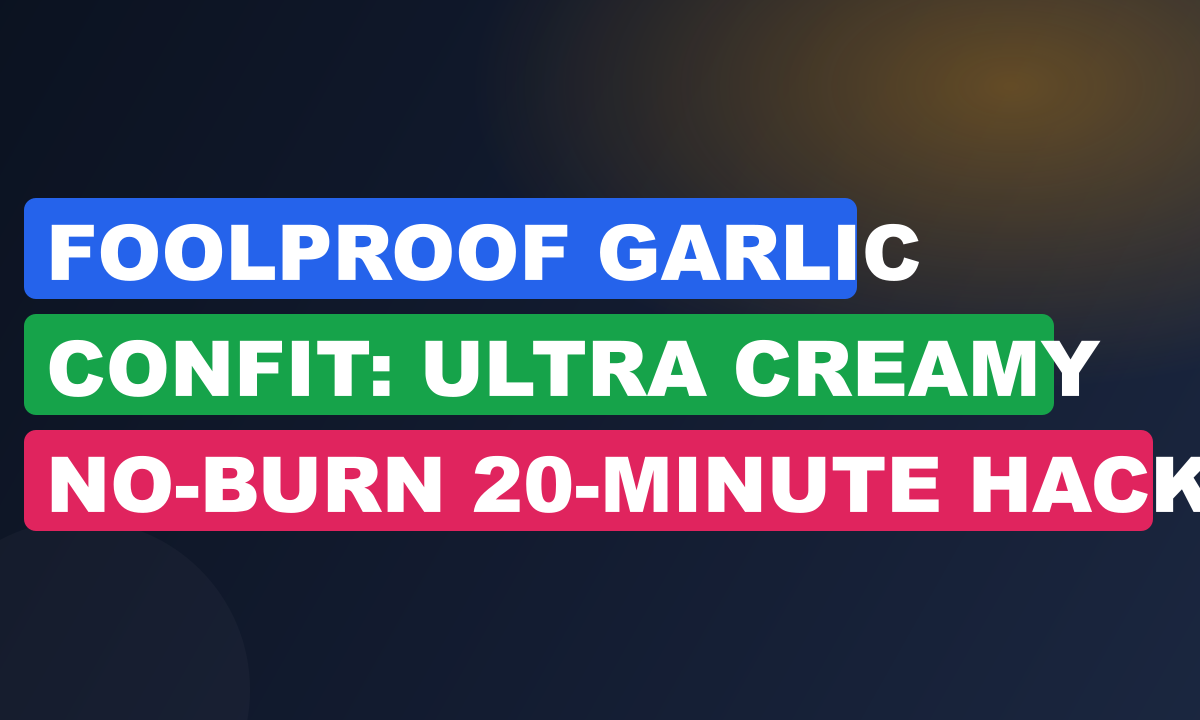 Foolproof Garlic Confit: Ultra Creamy No-Burn 20-Minute Hack